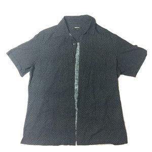 Black thin fabric button down short sleeve!